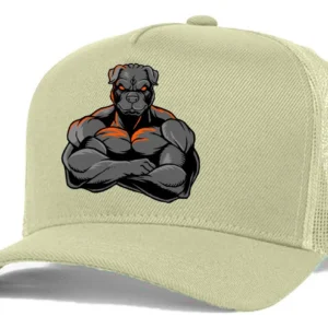 Boné Trucker Bege Liso Redinha Cão Bravo Frito Aba Curva